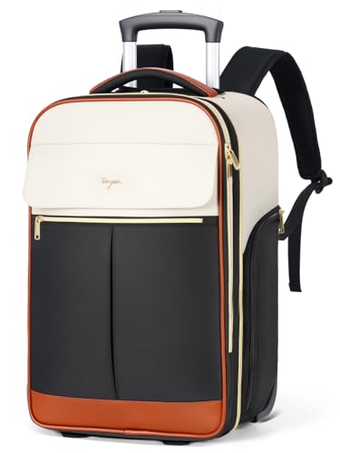 Rolling Backpack for Women, 22 Inch Carry on Luggage Suitcase Flight Approved, X Large Roller Travel Laptop Backpack with Wheels for Overnight Weekender Bussiness Work (Beige,XL Carry on Size) - color: Beige, size: XL (Carry on)