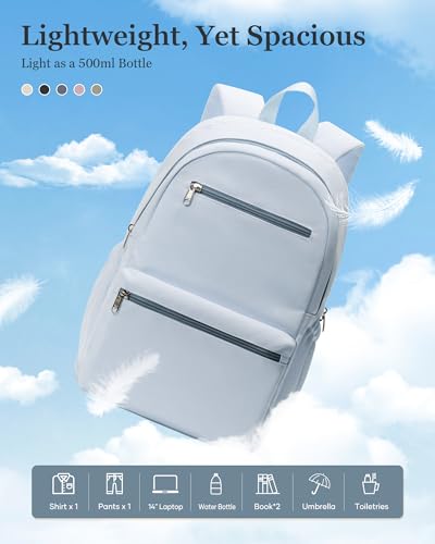 Lightweight School Backpack for Women Men, Multi Pocket Backpack for College Students, Waterproof Middle School Bags, Simple Bookbag for Teens Girls Boys, Blue - color: Blue