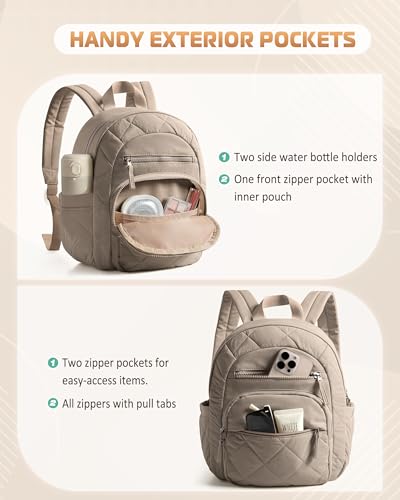 Smasrob Women Mini Backpack with RFID Blocking Pocket, Small Puffer Backpack Purse, Lightweight Quilted Backpack for Work, College or Travel, Camel - color: Camel