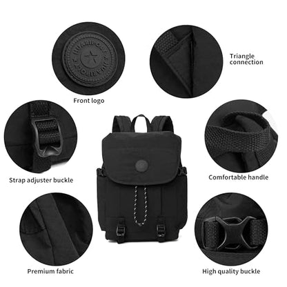 HUARIPOLY Outdoor Backpack Lightweight Waterproof Leisure Day Bag Multi functional Travel Bag Pulling Rope Bag ﻿ - color: Black