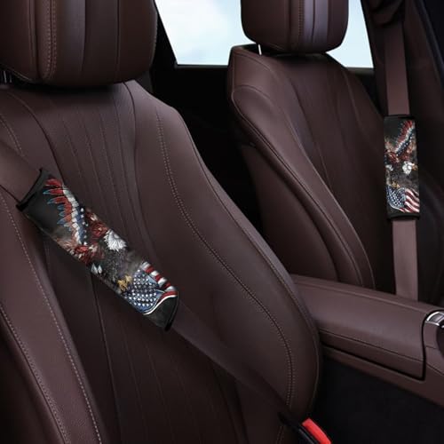Forchrinse American Flag Eagle Car Seat Belt Cover Pad for Women Men 2 Pack Auto Seatbelt Shoulder Pads for Independence Day - color: American Flag Eagle