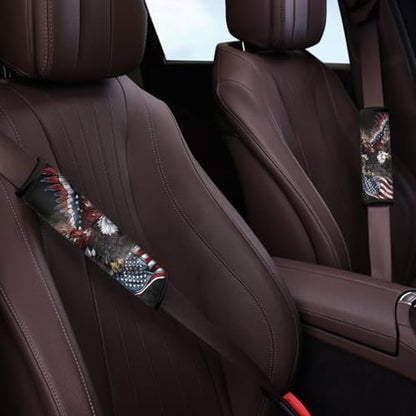 Forchrinse American Flag Eagle Car Seat Belt Cover Pad for Women Men 2 Pack Auto Seatbelt Shoulder Pads for Independence Day - color: American Flag Eagle