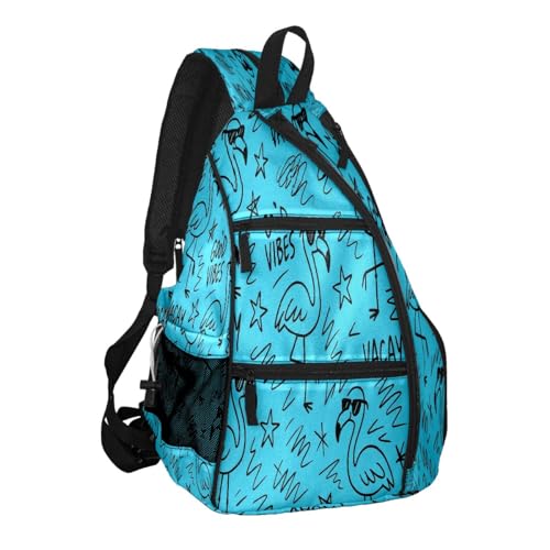 Pickleball Bag for Women & Men – Lightweight Sports Backpack with Paddle Compartments, Dual Carry Modes, Detachable Zippered Strap, Brown Leopard, Great Gift Option for Players - color: Blue