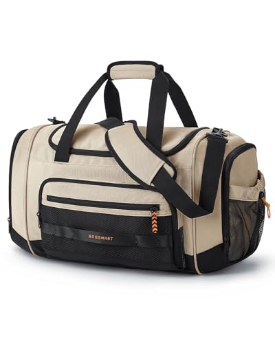 BAGSMART 4-IN-1 Gym Bag for Women Men, TSA Lightweight Duffle Bag for Travel with Shoe Compartment & Wet Pocket, 22L/30L/38L Tactical Backpack with 40oz Water Bottle Holder - color: N-Kakhi