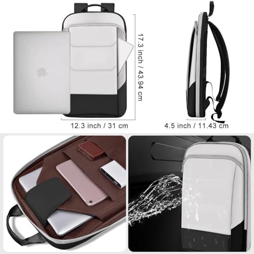ZINZ Laptop Backpack 17.3 Inch Business Travel Backpack, Water Resistant Large Daypack Bag for Men Women - Black White - color: Black White