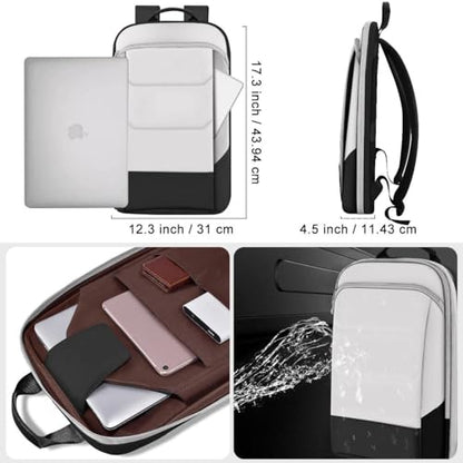 ZINZ Laptop Backpack 17.3 Inch Business Travel Backpack, Water Resistant Large Daypack Bag for Men Women - Black White - color: Black White