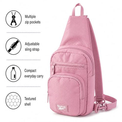 Reebok Unisex Crossbody Bag - Convertible Compact Durable Cross Body Bag for Women and Men - Gym and Travel Essentials, Size One Size, Cosmos Rose - color: Cosmos Rose