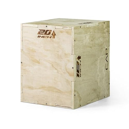 CAP Barbell 3-in-1 Plyometric Box | Multiple Styles and Sizes - size: 20in x 18in x 16in, style: WOOD