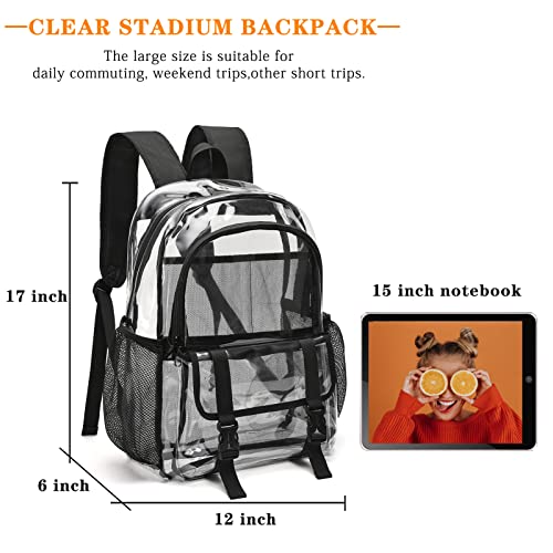 Clear Backpack,Large Clear Bag Stadium Approved Heavy Duty PVC Transparent See Through Backpacks for College,Stadium,Work,Security,Festival,Red - color: Red