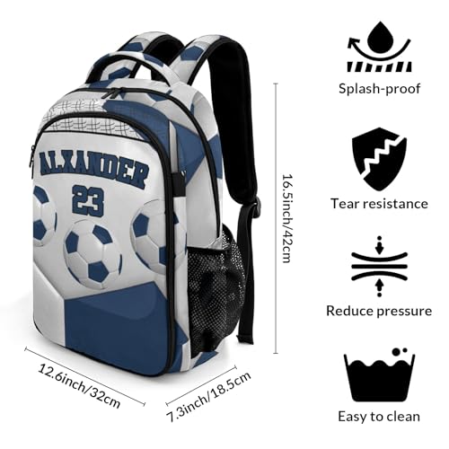 Sport Ball Athlete Player Soccer Navy Primary Elementary School Bags Middle School Book Bags Dinosaur Bookbags for Preschool Child Grandson - color: Navy