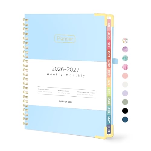 Forvencer Academic Planner 2026-2027, Hardcover Calendar Planner Weekly & Monthly, July 2026 - June 2027, 6" x 8", Daily Agenda with Tabs, College School Organizer for Student Teacher, Light Blue - color: Light Blue, size: 6.3"x8.4" (Jul 2026 - Jun 2027)