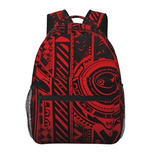Black and red tribal pattern Travel Backpack for Men & Women 15.6 inch Laptop Backpack Waterproof Work Back Pack - color: Black and Red Tribal Pattern