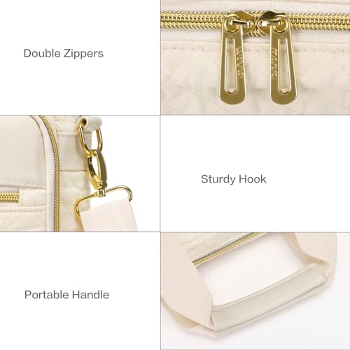 MOSISO 15-16 inch Laptop Bag, Laptop Briefcase Messenger Compatible with MacBook Pro 16/Air 15, HP, Dell, Lenovo, Square Quilted Computer Bag Work Office Business with 3 Pockets&Strap, Beige - color: Beige, size: 16 inch
