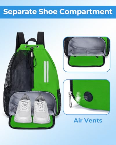 Swim Bag Mesh Drawstring Backpack with Shoe Compartment & Wet Pocket Waterproof Beach Backpack Pool Bag for Swimming, Gym, Travel and Workout Gear (Mint Green) - color: Mint Green