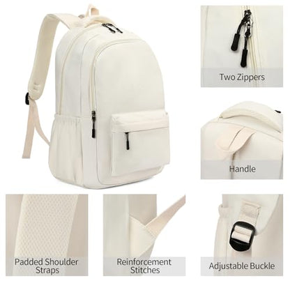 GAEKEAO Everyday Backpack for Women Men, Lightweight Casual Bookbag Travel Backpack for Work College Commute Beige - color: C02 Beige