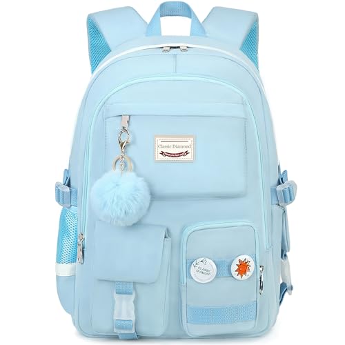 Classic Diamond School Backpack for Girls Laptop Backpack Cute Bookbag Kawaii College Backpack School Backpacks for Teens Girls Student (Blue) - color: Blue