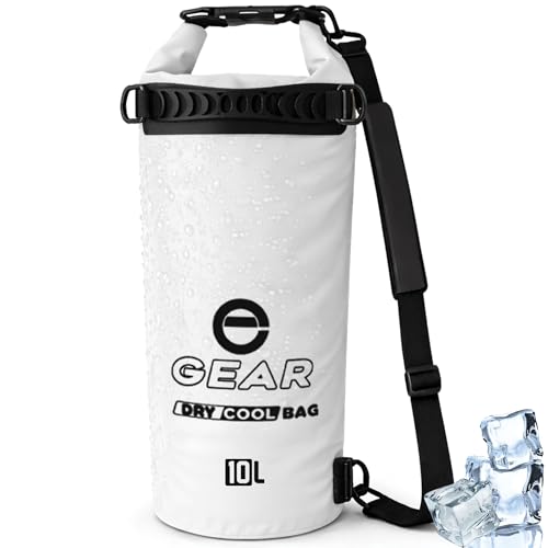 Enthusiast Gear Insulated Dry Bag Floating Cooler – 10L / 15L / 25L Roll Top, Leak Proof, Waterproof, Collapsible, with Padded Shoulder Strap - Perfect for Kayaking Fishing Beach - color: White, size: 10 Liter