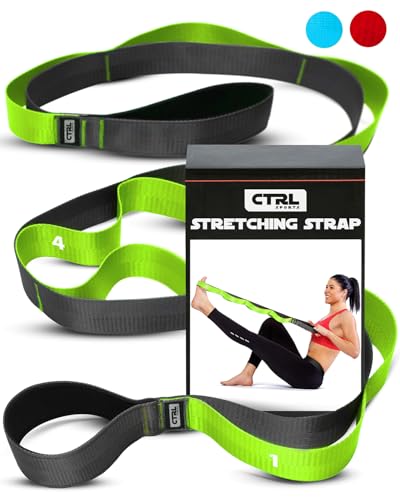 Stretching Strap with Loops - Non Elastic Stretch Band for Physical Therapy, Yoga Strap for Stretching Equipment, Stretch Bands for Exercise and Flexibility - Fascia, Hamstring & Leg Stretcher Belt - style: 10 Loops - Green