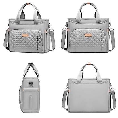 AIJIEKE Large Insulated Lunch Bag for Men Women, Leakproof Work Lunch Box | Keeps food fresh 8-12 hours. Spacious multi-pocket design with a removable strap. Water-resistant and easy-wipe interior - color: Gray