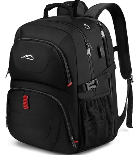 ProEtrade Travel Backpack, Extra Large Laptop Backpack Business Anti Theft TSA Approved College Work Computer Bag Fits 18.4 Inch Laptop with USB Charging Port for Women Men(Black,L) - color: Black, size: 18.4 Inch