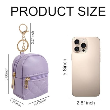 AIBFRID 4Pcs Mini Backpack Keychain,Cute Cosmetic Bag for Women for Grandkids,PU Leather Makeup Bag Key Pocket Lipstick Bag Birthday Gifts for 4 5 6 7 8 9 10 11 12 Year Old Girls - color: brown purple blue pink