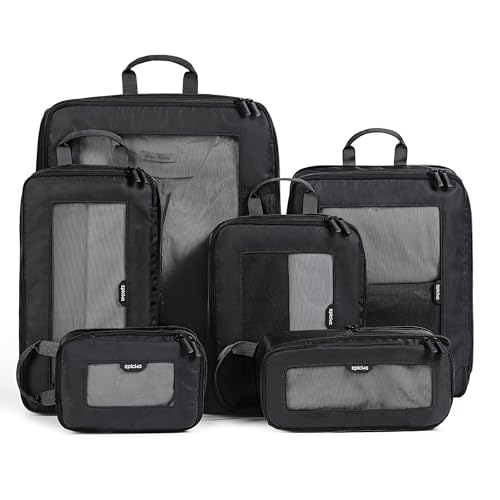 EPICKA TripCozy Compression Packing Cubes - 6 Set Durable Travel Organizer Bags with Mesh Top, Expandable Travel Accessories for Carry on, Luggage, Suitcase, Backpack (Dark Grey) - color: Dark Grey, size: Set of 6