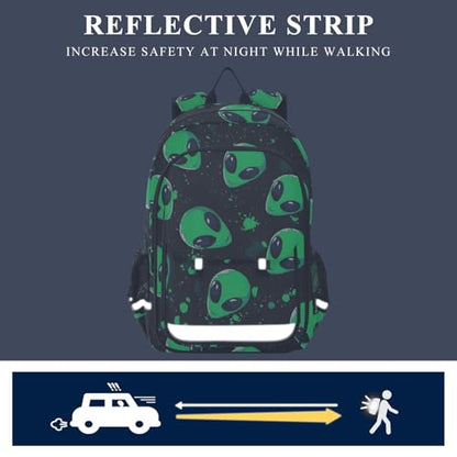 ALAZA Alien Space Doodle Fun Laptop Backpack Purse for Women Men Travel Bag Casual Daypack with Compartment & Multiple Pockets - color: Alien