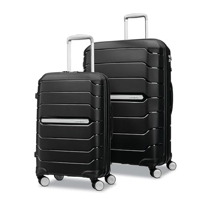 Samsonite Freeform 2-Piece Luggage Set - Carry-On & Large Checked Luggage with Dual Spinner Wheels - Durable Polypropylene Hardshell - TSA Lock, Airline-Approved - Expandable Hard Shell – Black - color: Black, size: 2-Piece Set (Carry-on/Large)