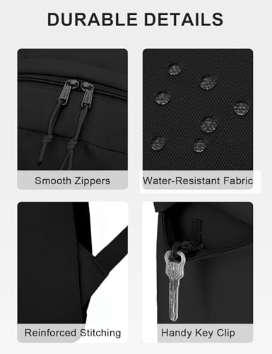 VASCHY Lightweight Backpack for School, Classic Basic Water Resistant Casual Daypack for Travel with Bottle Side Pockets (Black) - color: Classic Black