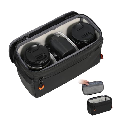 TARION Padded Camera Insert Bag Protective Framed DSLR Inner Case Organizer | Fits 1 Camera and 2 Lenses - Removable Lid Compatible for DSLR SLR Mirrorless Cameras ShellCore XS - style: Xs (1 Camera 2 Lenses)