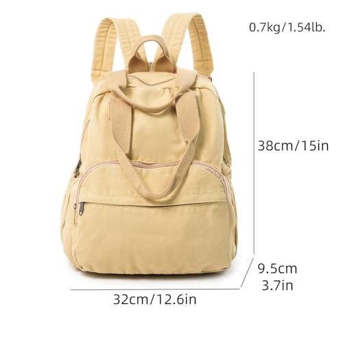 MaxxCloud Unisex Casual Canvas Laptop Backpack,Lightweight Work Daypack Travel Bag,Men Women Top Handle Rucksack - color: Black