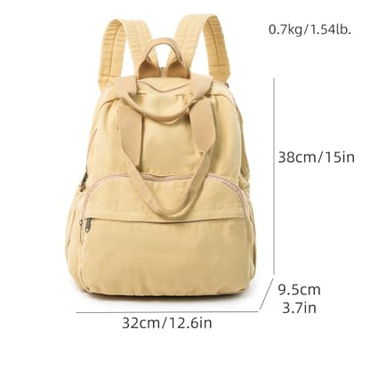 MaxxCloud Unisex Casual Canvas Laptop Backpack,Lightweight Work Daypack Travel Bag,Men Women Top Handle Rucksack - color: Black