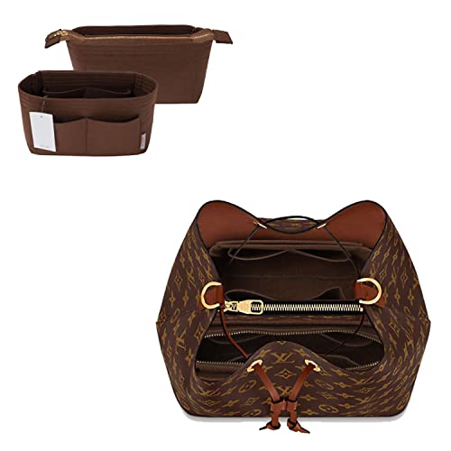 ZTUJO Purse Organizer, Bag Organizer, Insert Purse Organizer With 2 Packs In One Set For LV NeoNoe Noé Series perfectly - color: Brown