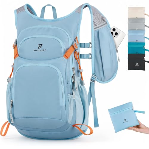 BECOJADDE 15L Hiking Backpack Lightweight Travel Backpacks Water-Resistant Daypack Fits Cycling Helmets for Men Women for Daily Outdoor Camping, Sky Blue - color: Sky Blue, size: 15L