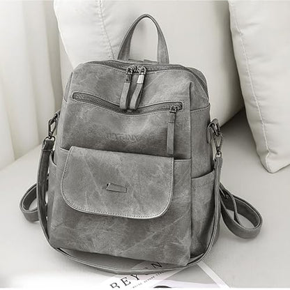WYFJNX PU Leather Backpack Purse for Women Fashion Multipurpose Design Handbag Ladies Shoulder Bags Travel Backpack Grey - color: Grey