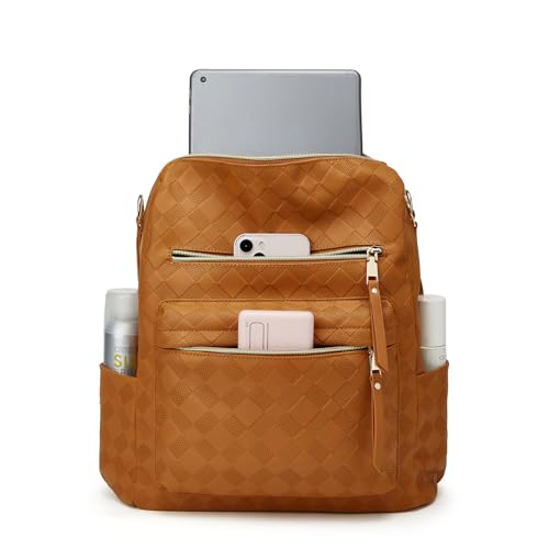 Makes Backpack Purse for Women PU Leather Travel Satchel Handbag Convertible Design Bag with Purse 2 Piece - color: Brown Square