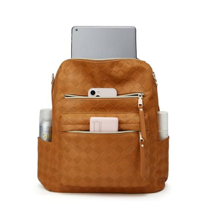 Makes Backpack Purse for Women PU Leather Travel Satchel Handbag Convertible Design Bag with Purse 2 Piece - color: Brown Square