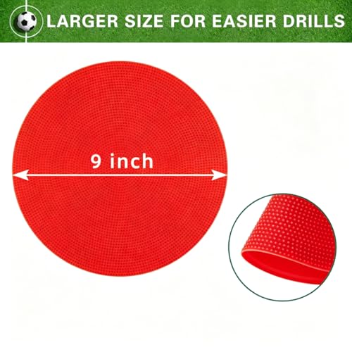 Poly Spot Markers 4inch/9 inch Non-Slip Rubber Agility Markers Flat Field Cones Floor Dots for Football, Soccer, Basketball Training Markers, School Activities, Exercise Drills, Social Distancing - style: 9inch 6Pcs(Red)