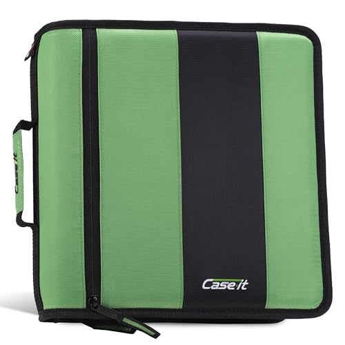 Case-it Classic Zipper Binder | 2-Inch O-Rings, 350 Sheet Capacity, Multiple Storage Pockets & Shoulder Strap | School & Office Organizer | D-251 Canopy Green - color: Canopy Green, size: 1 Pack