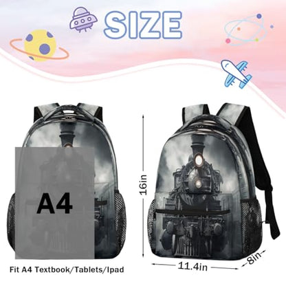 Steam Train Backpack with Chest Strap, Casual Backpack for Women Men, 16 Inch Daypack for Travel Work, Black Train - color: Yellow