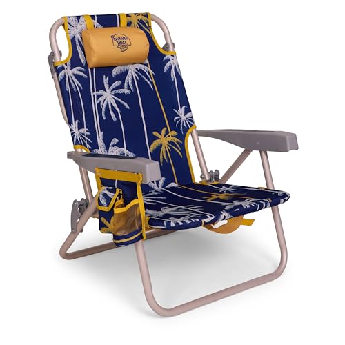 Banana Boat Backpack Beach Chair Lightweight and Portable 5-Position with Lay Flat Outdoor Heavy Duty Tanning Chair, Contrast Palm - color: Contrast Palm