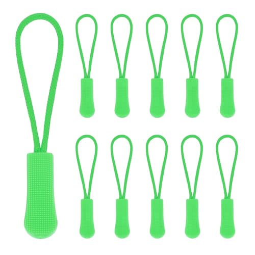 PATIKIL 2.6 Inch Zipper Pulls Replacement, 100 Pcs Nylon Cord Extension Zipper Pull Tab Tags for Handbag Backpacks Jackets Luggage Purses, Light Green - color: Light Green