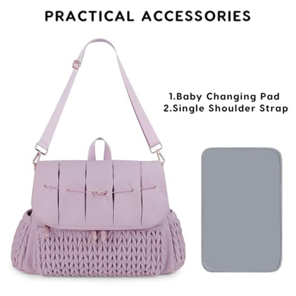 SONARIN Convertible Diaper Bag Backpack Waterproof Nappy Changing Bag Travel Mummy Bag with Changing Pad & Shoulder Strap(Purple) - color: Purple