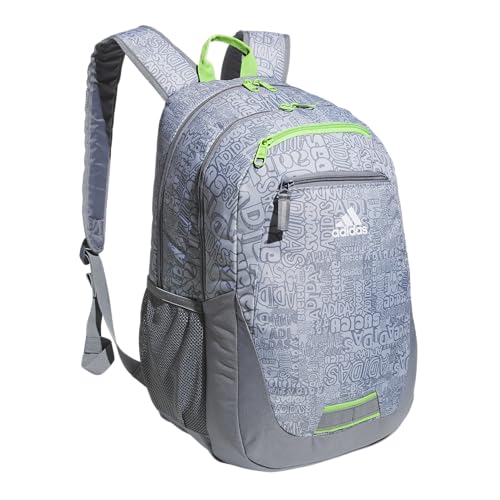 adidas Excelerator School Backpack, 33L - color: Adi Font Madness Stone Grey/Lucid Lime Green, size: OSFA