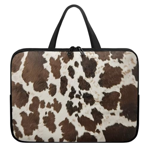 Cow Hide Print 10 Inch Laptop Sleeve for College Students Worker Zipper Computer Bag Men Women Tablet Carrying Cover, Waterproof Laptop Tote Bag Case Notebook Handbag - color: Cow Hide Print, size: 10 Inch