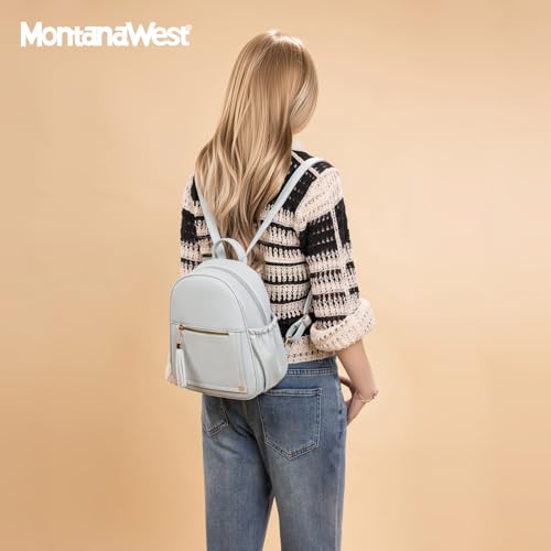 Montana West Mini Backpack Purse for Women Anti Theft Backpacks with Secured Zipper and Tassel - color: Mini Grey