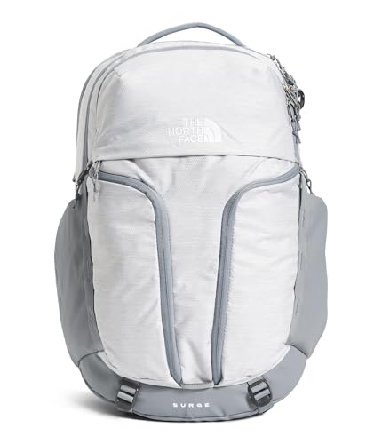 The North Face Women's Surge Commuter Laptop Backpack - Everyday Travel Bag, Laptop Sleeve, Water-Repellent, TNF White Metallic Mélange/Mid Grey-NPF, One Size - color: Tnf White Metallic Mélange/Mid Grey-npf