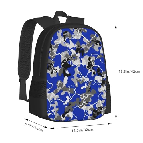 Lightweight Polyester Daypack Blue Camouflage Print, Anti Theft Large Capacity Travel Hiking Backpack Unisex Carry On Bag for Outdoor Commute Business Use - color: Design (661)