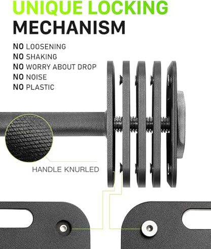 Eisenlink Adjustable Dumbbell Set, 10-50/80lb, 5lb Increments, Quick-Lock Square Weight Dumbbells for Home Gym Fitness (50/80lb×2) - size: 50LB