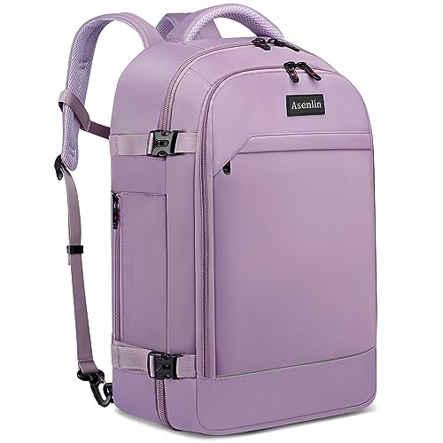 Asenlin Travel Backpack for Women Men,Flight Approved Carry On Luggage 30L Water Resistant Business Laptop Backpacks Fits TSA 15.6 Inch Computer College Weekender Outdoor Hiking-Purple - color: Purple-15, size: 15-inch